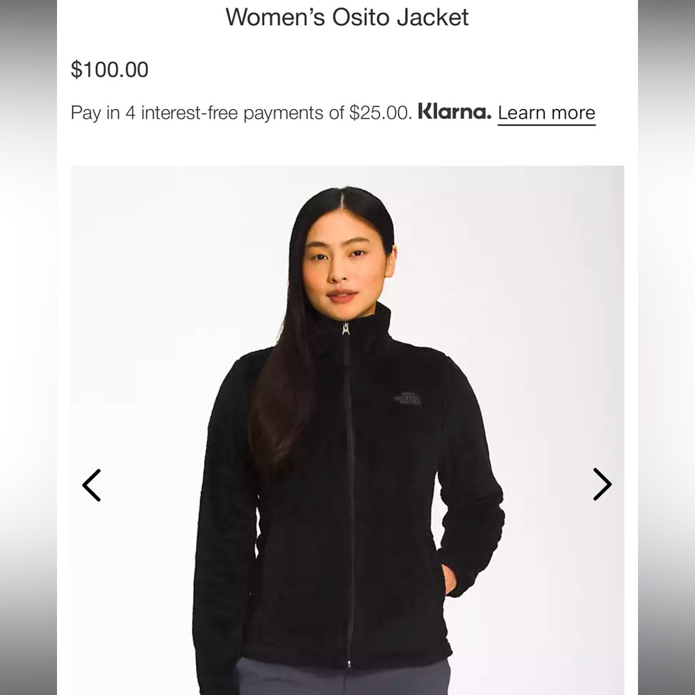 NWT new The North Face black Osito Woman’s jacket fuzzy zip up hoodie size Small